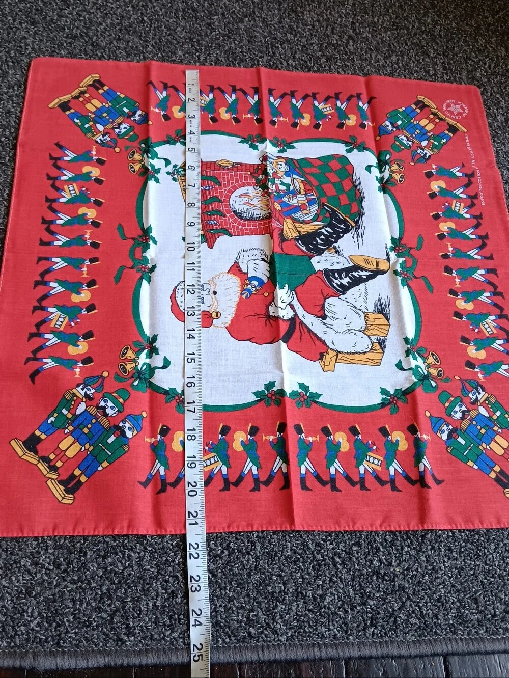 VTG Santa Christmas USA Cotton Poly Bandana Scarf RN16463 Holiday Nutcracker